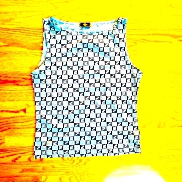 Fendi Vintage 90s logo Tank Top, Excellent Condition! Made in Italy Fashion 🌎​ - Picture 1 of 9